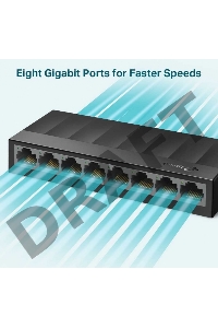 Коммутатор 8 ports Giga Unmanaged switch, 8 10/100/1000Mbps RJ-45 ports, plastic shell, desktop and wall mountable