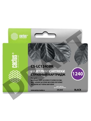 Картридж струйный Cactus CS-LC1240BK черный для Brother MFC-J6510/6910DW