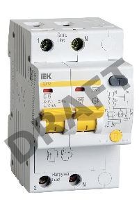 Выключатель автоматический дифференциального тока 2п C 6А 10мА тип AC 4.5кА АД-12 ИЭК MAD10-2-006-C-010
