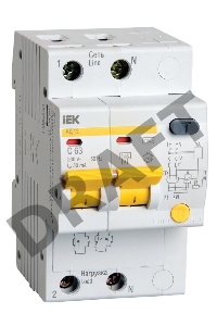 Выключатель автоматический дифференциального тока 2п C 6А 10мА тип AC 4.5кА АД-12 ИЭК MAD10-2-006-C-010