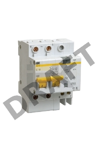 Выключатель автоматический дифференциального тока 2п C 6А 10мА тип AC 4.5кА АД-12 ИЭК MAD10-2-006-C-010