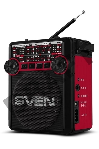 Радиоприемник АС SVEN SRP-355, красный (3 Вт, FM/AM/SW, USB, SD/microSD, фонарь, встроенный аккумулятор) АС SVEN SRP-355, красный (3 Вт, FM/AM/SW, USB, SD/microSD, фонарь, встроенный аккумулятор)