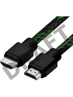 Кабель 0.5m HDMI 2.0, BICOLOR черно-зеленый нейлон, Ultra HD, 4K 60 fps 60Hz/5K*30Hz, 3D, AUDIO, 18.0 Гбит/с, 28AWG