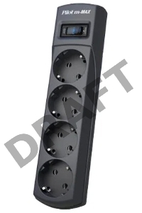 Сетевой фильтр ZIS (Pilot) m Max 4 розетки (евро с заземлением), 15А/3.3кВа, автомат, 1.8 м, серый графит Surge protector Pilot m Max 4 euro outlets, 15А/3.3кВа, 1.8m
