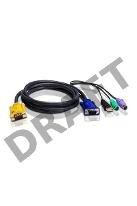Шнур, мон., клав.+мышь USB, SPHD=)HD DB15+USB A-Тип+2x6MINI-DIN, Male-4xMale,  8+8 проводов, опрессованный,   1.8 метр., черный, (с поддерKой KVM PS/2) USB-PS/2 HYBRID CABLE. 1.8M