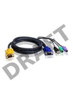 Шнур, мон., клав.+мышь USB, SPHD=)HD DB15+USB A-Тип+2x6MINI-DIN, Male-4xMale,  8+8 проводов, опрессованный,   1.8 метр., черный, (с поддерKой KVM PS/2) USB-PS/2 HYBRID CABLE. 1.8M