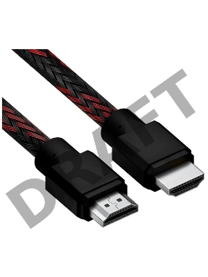 Кабель 2.0m HDMI 2.0, BICOLOR черно-красный нейлон, Ultra HD, 4K 60 fps 60Hz/5K*30Hz, 3D, AUDIO, 18.0 Гбит/с, 28AWG