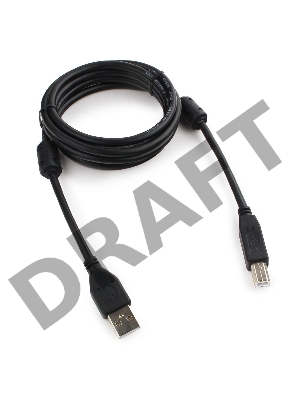 Кабель USB 2.0 Pro Cablexpert CCF2-USB2-AMBM-6, AM/BM, 1.8м, экран, 2феррит.кольца, черный, пакет