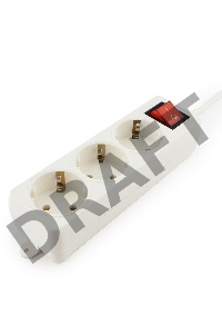 Сетевые фильтры Gembird Удлинитель Гарнизон EL-NB-G3-W-5, 3 евророзетки с выключателем и заземлением, допустимый ток 10А, длина 5м