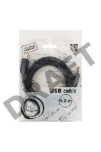 Кабель USB 2.0 Pro Cablexpert CCF2-USB2-AMBM-6, AM/BM, 1.8м, экран, 2феррит.кольца, черный, пакет