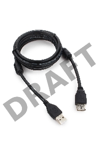 Кабель Cablexpert  USB2.0 Pro CCF2-USB2-AMAF-6, AM/AF, 1.8м, экран, 2феррит.кольца, черный, пакет