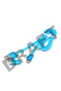 Кабель USB 2.0 Cablexpert CC-mAPUSB2bl1m, AM/microBM 5P - iPhone lightning, 1м, комбо кабель, алюминиевые разъемы, голубой, блистер