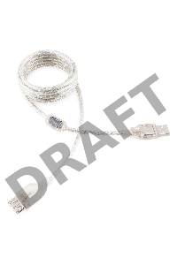 Кабель удлинитель USB2.0 Pro Cablexpert CCF-USB2-AMAF-TR-2M, AM/AF, 2м, экран, 2феррит.кольца, прозрачный, пакет