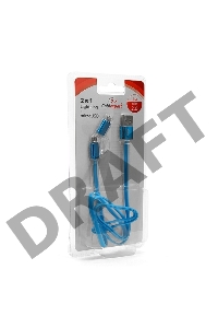 Кабель USB 2.0 Cablexpert CC-mAPUSB2bl1m, AM/microBM 5P - iPhone lightning, 1м, комбо кабель, алюминиевые разъемы, голубой, блистер