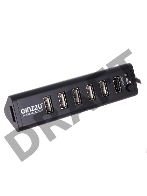 Разветвитель USB HUB GR-315UAB Ginzzu USB 3.0/2.0, 7 port(1xUSB3.0+6xUSB2.0)+adp