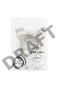 Кабель удлинитель USB2.0 Pro Cablexpert CCF-USB2-AMAF-TR-15, AM/AF, 4,5м, экран, 2феррит.кольца, прозрачный, пакет