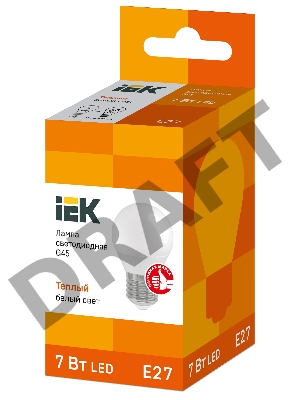 Лампа Iek LLE-G45-7-230-30-E27 светодиодная ECO G45 шар 7Вт 230В 3000К E27 IEK