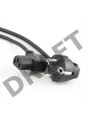 Кабель питания Gembird 1.8м, VDE(0.75мм), черный, угловой разъем, с зазем., пакет PC-186A-VDE   