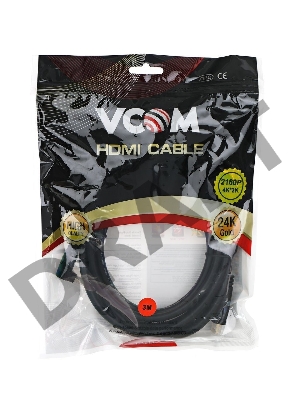 Кабель VCOM CG523-3M Кабель HDMI<=>HDMI-угловой коннектор 90град  3м, 2.0V
