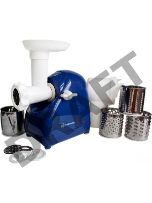 Мясорубка Белвар Помощница КЭМ-П2У 302-09, синий, макс. мощность 1500 Вт, реверс, шинковка, соковыжималка для мягких ягод и томатов,.насадка для теста, колбас