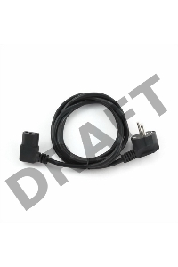 Кабель питания Gembird 1.8м, VDE(0.75мм), черный, угловой разъем, с зазем., пакет PC-186A-VDE   