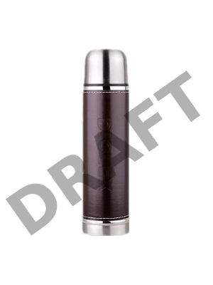 Термос Diolex DXL-500-1 с узким горлом 500 мл, кнопка, из нержавеющей стали с кожаной вставкой