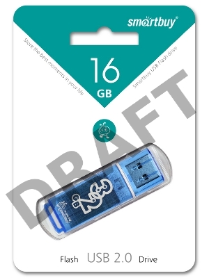 Флеш Диск 16Gb USB Drive <USB2.0> Smartbuy Glossy series Blue (SB16GBGS-B)