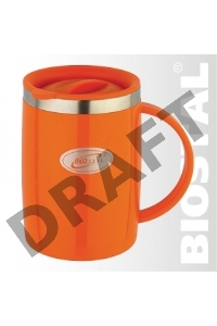 Термокружка Биосталь NE-500  с крышкой, цветной пластик, прямая 0.50 л.     