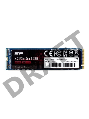 Твердотельный диск 1TB Silicon Power A80, M.2 2280, PCI-E 3x4, [R/W - 3200/3000 MB/s]