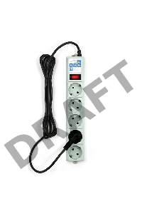 Фильтр-удлинитель Power Cube B 3,0 м 5 розеток (серый) 10А/2,2кВт