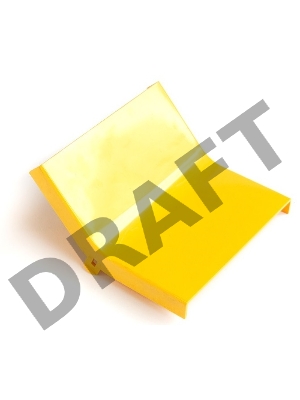 Крышка внутреннего изгиба 45° оптического лотка 120 мм, желтая Крышка внутреннего изгиба 45° оптического лотка 120 мм, желтая