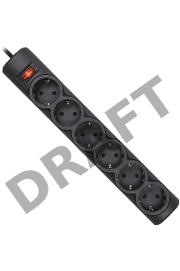 Сетевой фильтр Defender Фильтр DFS 151 1.8 m, 6 розеток, черный 99494