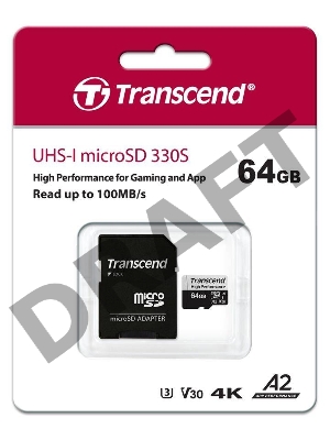 Флеш-накопитель Transcend Карта памяти Transcend 64GB UHS-I U3 A2 microSD microSD w/ adapter