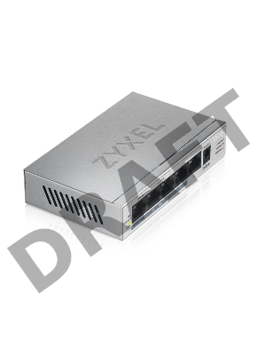 Коммутатор Zyxel GS1005HP Switch PoE +, 5xGE (4xPoE +), desktop, metal, silent, PoE budget 60 W