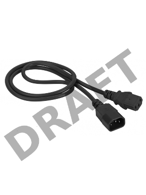 Шнур питания C13-C14, 3х0.75, 220В, 10А, черный, 1.5 метра