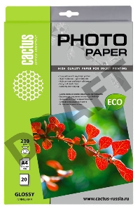 Фотобумага Cactus CS-GA423020E A4/230г/м2/20л./белый глянцевое для струйной печати