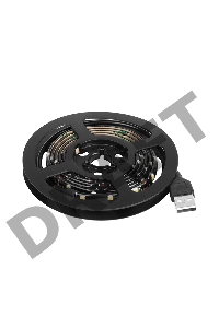 LED лента с USB коннектором 5 В, 8 мм, IP65, SMD 2835, 60 LED/m, цвет свечения белый (6500 K)