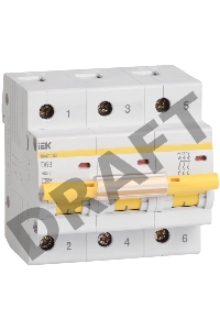 Выключатель автоматический модульный 3п D 100А 10кА ВА47-100 ИЭК MVA40-3-100-D