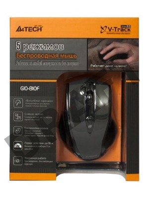 Мышь A4Tech Mouse V-Track G10-810F black optical (2000dpi) cordless USB (6but)