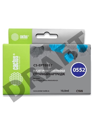 Картридж струйный Cactus CS-EPT0552 голубой для Epson Stylus RX520/Stylus Photo R240 (10ml)