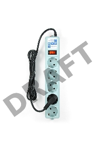 Сетевой фильтр  POWER CUBE 1,9 м.* 5 розеток, светло-серый