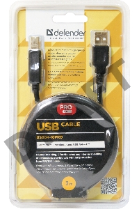 Кабель Defender USB04-10 PRO Кабель USB 2.0  для соед. 3.0м AM/BM , зол.конт, 2фер.фил.  (87431)