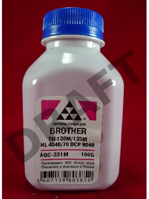 Тонер Brother TN 130M/135M HL 4040/50/70/DCP 9040 magenta (фл.100г.) AQC, фас.Россия