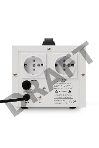 Стабилизатор напряжения Powerman AVS-D Voltage Regulator 1000VA, Digital Indication, 2x Schuko Outlets, 1m Power Cord, 230V, 1 year warranty, White