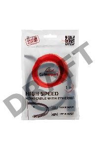 Кабель HDMI Gembird/Cablexpert , 1м, v1.4, 19M/19M, плоский кабель, черный, позол.разъемы, экран (CC-HDMI4F-1M)