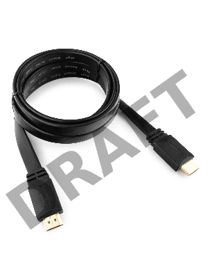 Кабель HDMI Gembird/Cablexpert , 1.8м, v1.4, 19M/19M, плоский кабель, черный, позол.разъемы, экран(CC-HDMI4F-6)