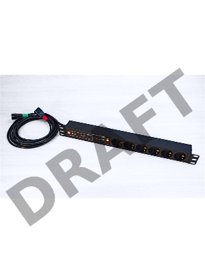 Устройство автоматического ввода резервa стоечного исполнения Elemy, ATS, 220В, 8A,Вход C14 x 2, Выход (6) Schuko