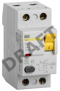 Выключатель дифференциальный  УЗО Iek MDV10-2-050-030 ВД1-63 2Р 50А 30мА ИЭК