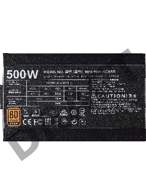 Блок питания Cooler Master MWE Bronze, 500W, ATX, 120mm, 6xSATA, 2xPCI-E(6+2), APFC, 80+ Bronze MPE-5001-ACAAB-EU