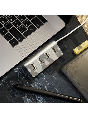 Разветвитель REXANT 4 USB-port серебристый